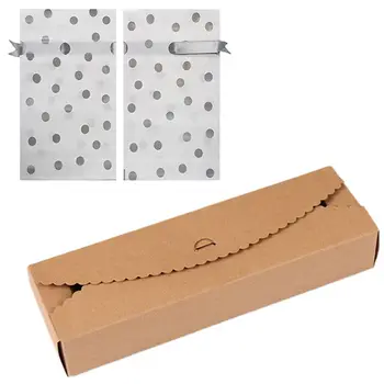 

20Pcs Kraft Gift Boxes Paper Handmade Candy Chocolate with 50 Pack Drawstring Snack Bag PEVA