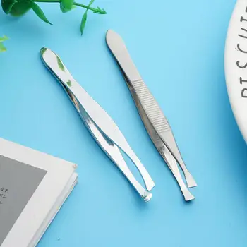 

1PCS Eyebrow Hair Tweezers Stainless Steel Professional Tip No Tweezer Flat Removal Tool Small Hair Eyebrow Rust Convenient X3U7