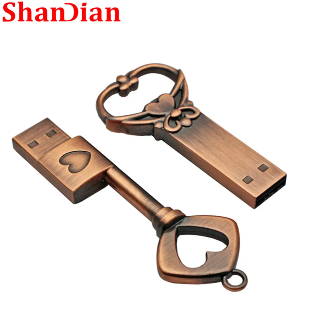 Металлический флеш накопитель SHANDIAN в виде сердца USB 128 4 ГБ 8 16 32 64 ГБ|pen drive memory stick|u
