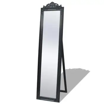 

【AU Warehouse】Furniture Free-Standing Mirror Baroque Style 160x40 cm Black