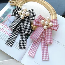 Английский бант, жемчужный бант, Женская шикарная Милая винтажная булавка-ленточка, воротник, аксессуары для одежды, черная, розовая бабочка, OL, подарок для девушек