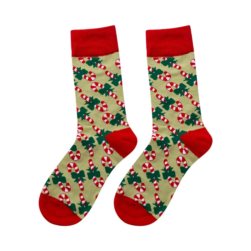 Мужские и женские рождественские носки, новые подарки Санта-Клауса для детей, детские рождественские хлопчатобумажные забавные носки с принтом, женские зимние теплые длинные носки - Цвет: As photo show