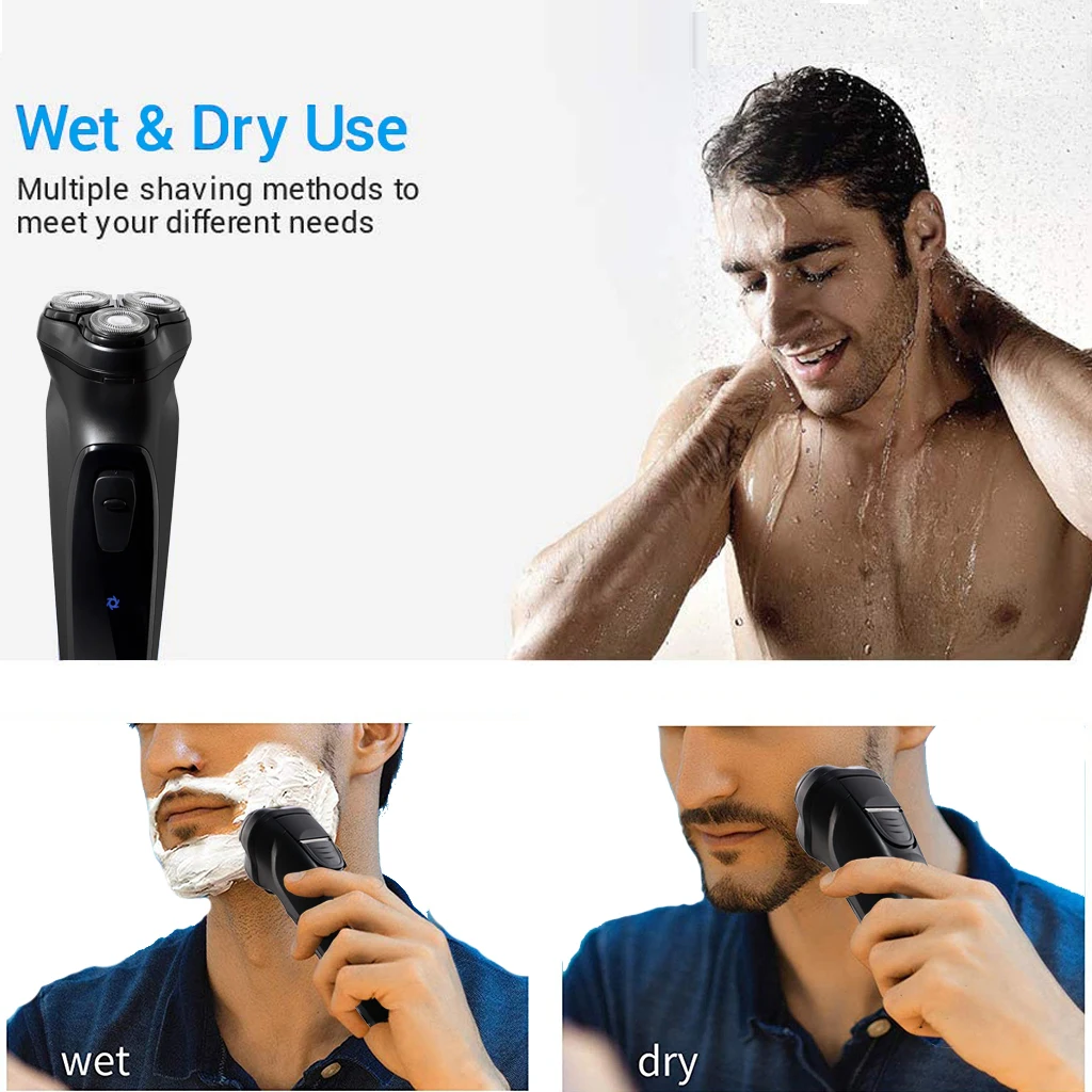 Electric Shaver Men  Razor 3 Blades Portable Beard Trimmer Cutting Machine For Shaving Type-C USB Rechargeable 5