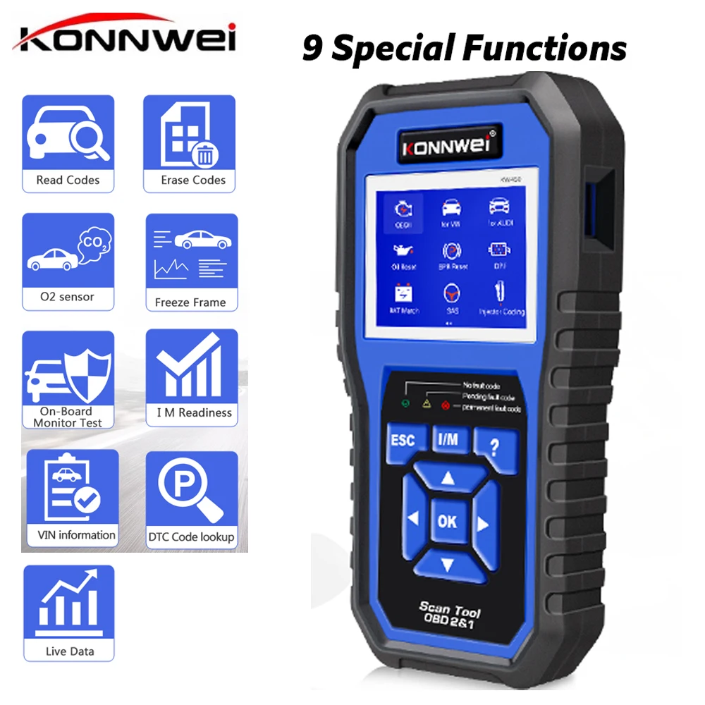 PROD 1005002920837373 Professional OBD2 Scanner KW450 All System
Diagnostic Tool Code Reader for VAG VW Audi ABS Airbag Oil ABS EPB DPF
SRS TPMS Reset