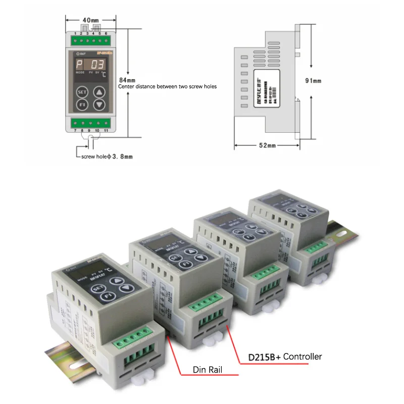 Rail Type Temperature Difference Meter Solar Hot Water Circulation Temperature D