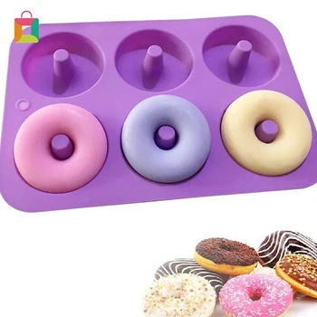 

1pc Silicone Donut Moulds 6-Cavity Non-Stick Baking Tray Heat Resistance Mold Cozy