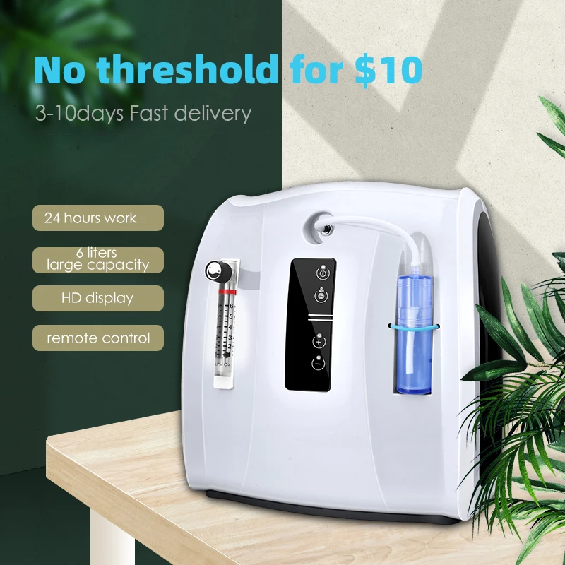 

Oxygen Concentrator Machine Adjustable Portable 1-6L/min Oxygen Machine Display for Home Travel Use Without Battery AC 110V/220V
