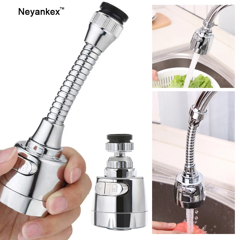 

360 degree rotatable Stainless steel kitchen faucet shower head faucet-filter adapter 2 modes Aerator Water Saving tap extender