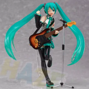 

Hot Anime Hatsune Miku 14cm PVC Action Figure Figurine Model Movable Toys Guitar In Original Box New Kids Great Gift