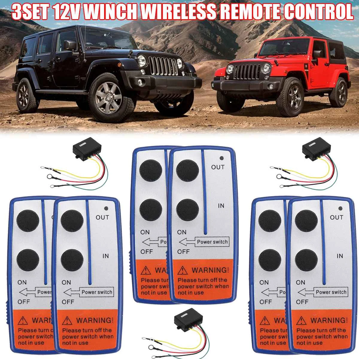 

9PCS Digital Wireless Winches Remote Control Recovery With Remote Control Kit For Jeep SUV Car Accessories