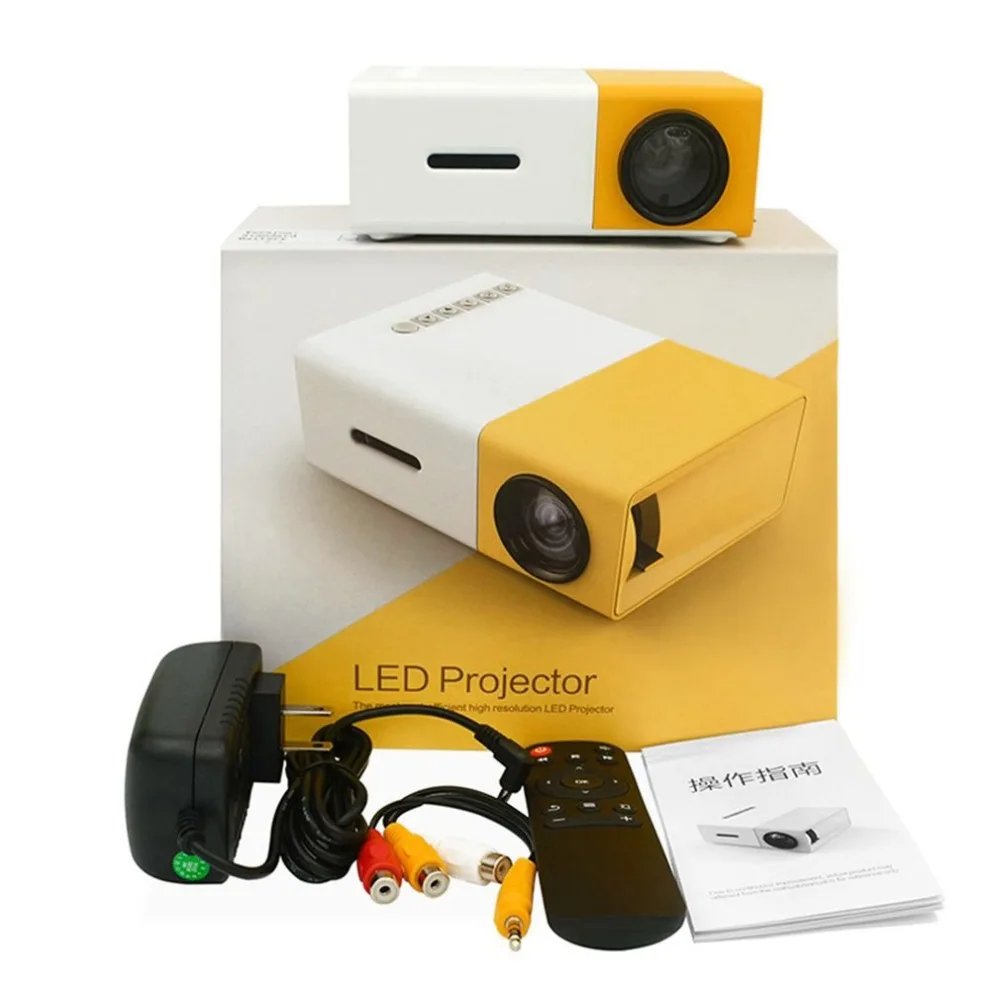 YG300 Professional Mini Projector Full HD1080P Home Theater LED LCD Video Media Player Yellow & White | Компьютеры и офис