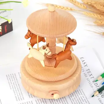 

Creative Solid Wood Classical Rotate Spring Building Music Box Artware Gift