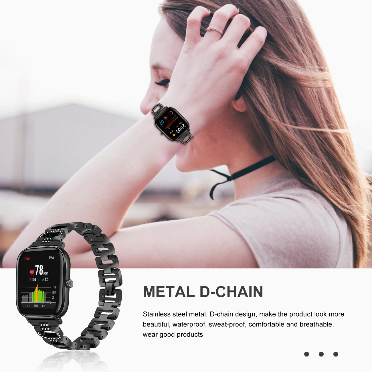 Для Amazfit GTS ремешок из нержавеющей стали блестящие стразы металлический браслет