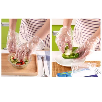 

Food Grade Disposable Gloves Film Kitchen Catering Thick Transparent Hand Protecter 200pcs