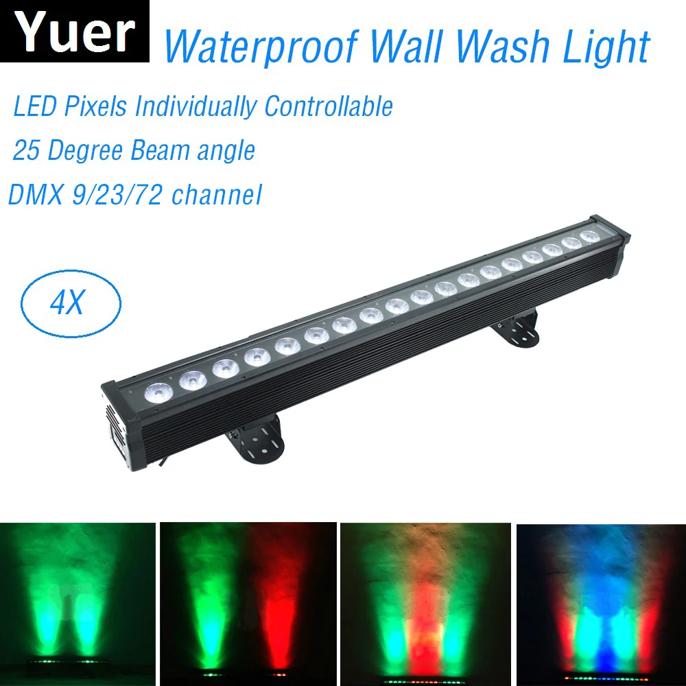 4 шт. 18X10W светодиодный RGBW 4IN1 настенный светильник омывающего 8/76 Каналы DMX512