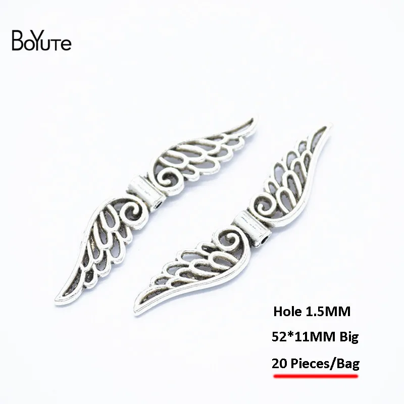 Beads 6-Anti-Silver BoYuTe(100 шт./лот) 31*8 мм с 1 мм отверстием металлический сплав Ангела крыло бусины Diy ручной работы ювелирные аксессуары оптом - Цвет: Beads 6-Anti-Silver