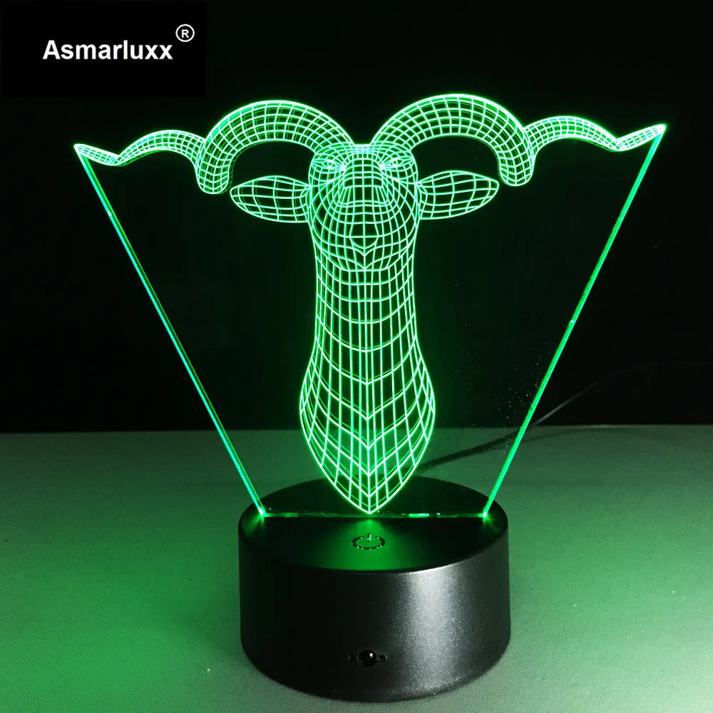 Abstract 3D Nightlight Deer Goat Creative Birthday Gift Lamp Novelty Led Usb 3d Luminaria Night Light Free Ship | Лампы и освещение