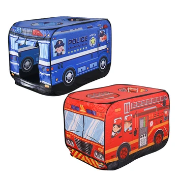 

Children's Play Tent Firefighter Policemen Pretend Play Fire Truck/Police Car Design Kids Gamehouse Toy Hut Easy Fold Playhouse