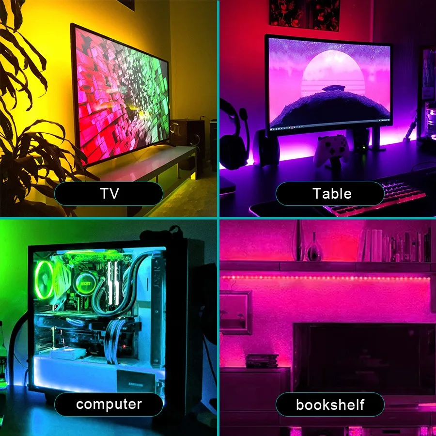 

Светодиодная лента RGB SMD5050, гибкая LED светильник СКА для творчества, 12 В, RGB, Alexa, музыка через приложение для телефона, 5 м, 10 м, 15 м