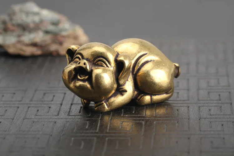 Solid Copper Pig Small Statue Ornaments (9)