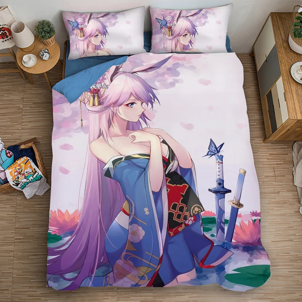 3D Yae Sakura Anime Print Bedding Set Duvet Covers Pillowcases One Piece Comforter Bedding Sets Bedclothes Bed Linen 03