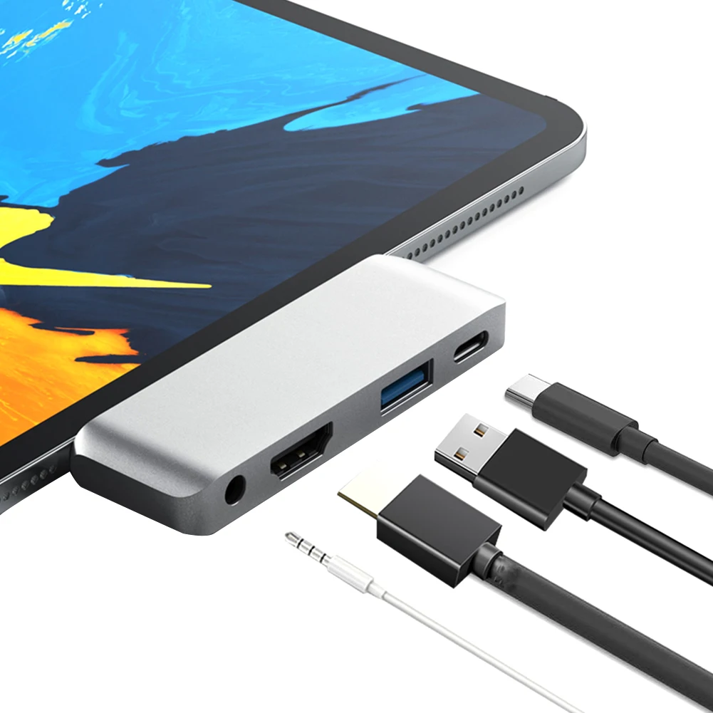 Type c 3 5mm Headphone Jack PD Charging USB Hub Adapter Compact Portable 4K HDMI Stable High Speed Concentrator For IPad Pro