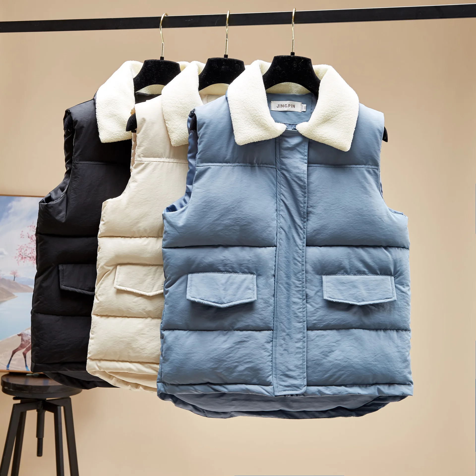 

2019 Autumn New Style Korean-style Peter Pan Collar Short Vest Bread Cotton Coat GIRL'S