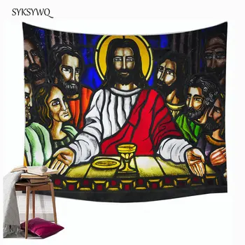 

Jesus San-greal tapestry wall hanging home decor wall fabric tapiz tela pared Christian wall blanket