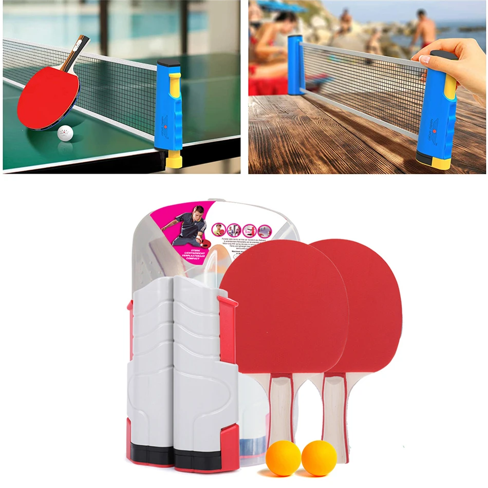 

Professional Ping Pong Paddle Set with Retractable Net Balls Posts (4-Star) Regulation Table Tennis Rackets Ping Pong Grip