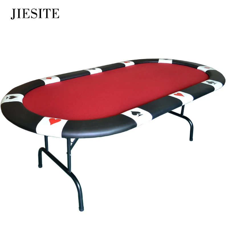 -213*107*76cm Oval Casino Foldable Poker Table Texas Hold'em Baccarat Three Fold with Waterproof Fa