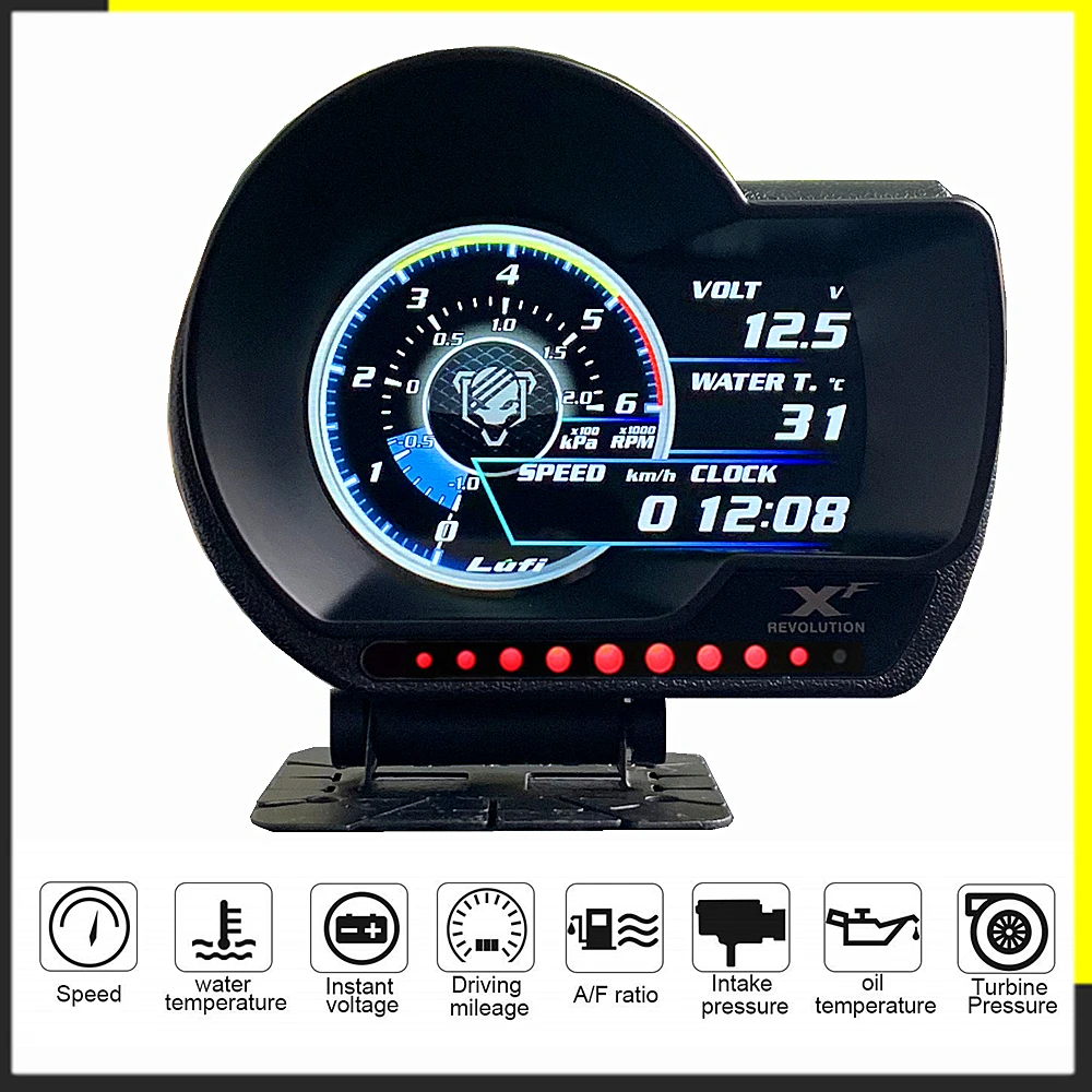 Lufi Xf英語版obd2デジタルターボブースト油圧の温度計車afr Rpm燃料レベルの速度ext油メーター Boost Gauges Aliexpress