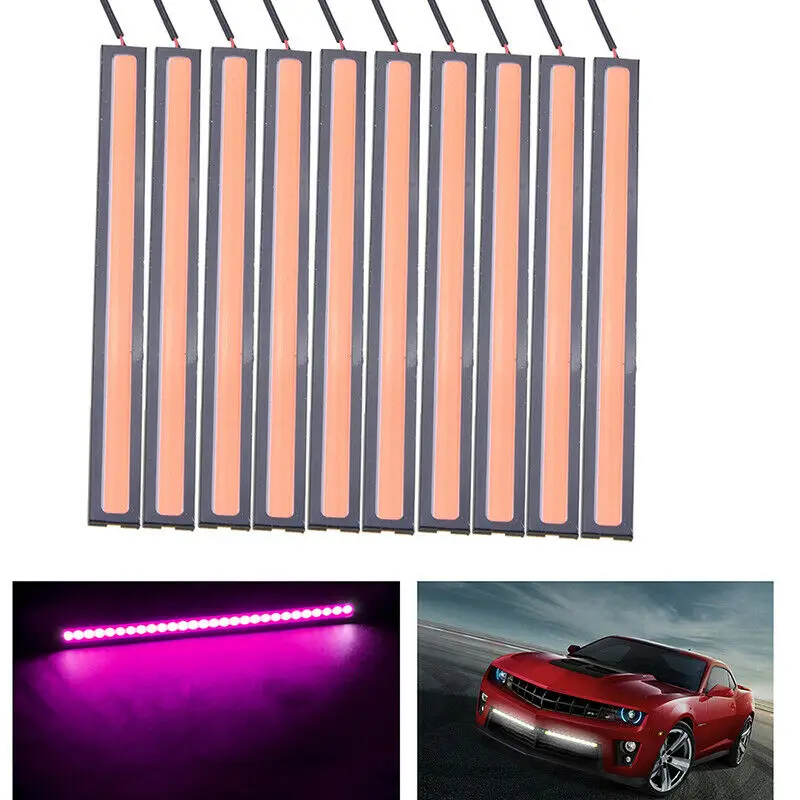 

10Pcsnew COB Car Daytime Running Light Car DRL LED Strip Light External Light Car Waterproof Blue Pink Red Green Amber DRL Light