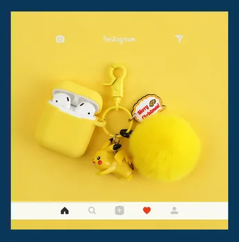 

New Cute Cartoon Soft Silicone Doll Case For Apple Airpods Case Wireless Bluetooth Earphone Cover Coque with keyring