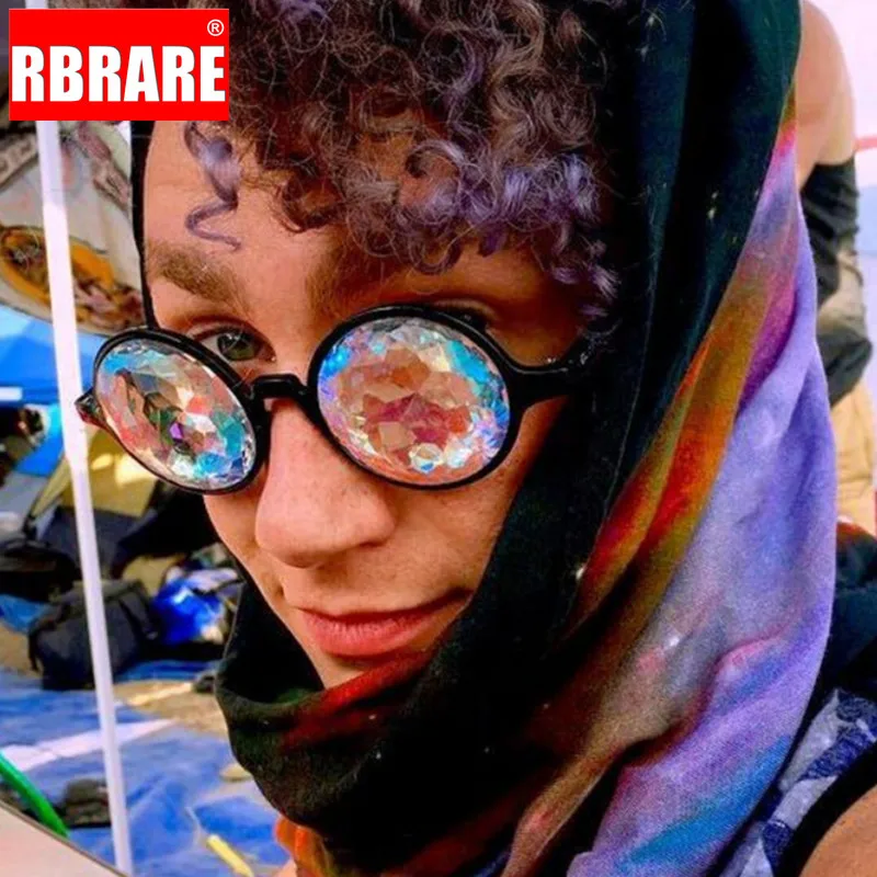 RBRARE Rave мозаичные Кристальные солнцезащитные очки унисекс круглые Клубные
