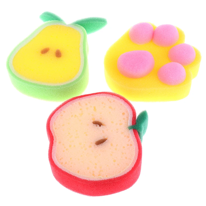 Esponja de baño en forma de fruta para bebé, 3 uds., esponjas para el cuerpo del bebé, depuradores, ducha, para niños, limpieza corporal