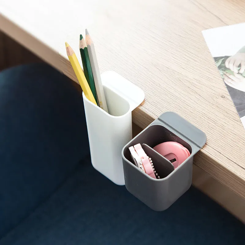 

Modern newest style Creative Storage Pen Holder that Stick on Desktop for home Desk Makeup Plastic Organizer Stationery