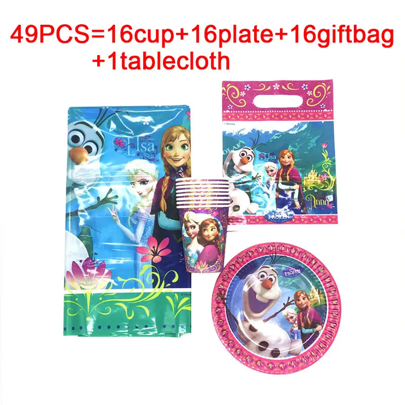 beipanlizhuo-49pcs Дисней Холодное сердце тематический набор Анна Эльза Принцесса День Рождения Декор одноразовая посуда чашка тарелка для маленьких девочек день рождения принадлежности - Цвет: beipanlizhuo-49pcs