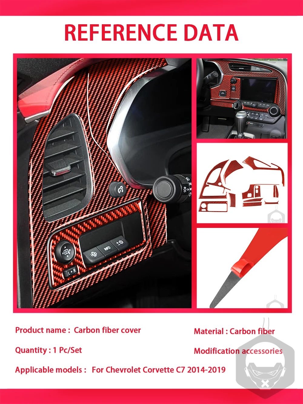 Dashboard Panel Navigation Panel Trim Real Carbon Fiber Sticker For Chevrolet Corvette C7 2014-2019 Car Interior Accessories