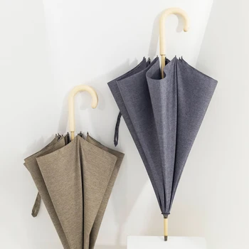 

Parachase Big Umbrella Rain Women Poplar Wood Long Handle Umbrella Men Windproof 8 Ribs Golf Umbrellas Mixed Cloth Paraguas