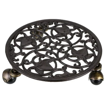 

Newest 2# Cast Iron Plant Pallet Caddy Plant Pot With Heavy Duty Wheels Round Flower Pot Planter Trolley Casters Rolling Tray Co