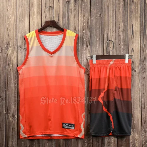 Мужские баскетбольные майки командные спортивные костюмы дышащие быстросохнущие Индивидуальные детские Молодежная форма для баскетбола набор наборы Новинка - Цвет: Orange