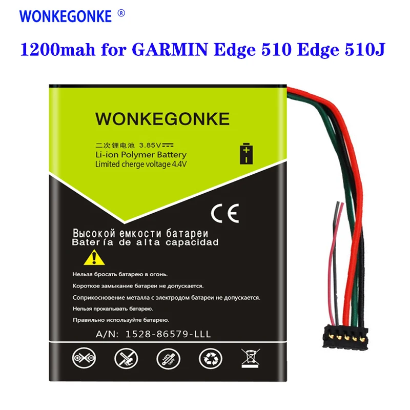 WONKEGONKE 1200 мАч для аккумулятора GARMIN Edge 510 Edge 510J 361-00050-10