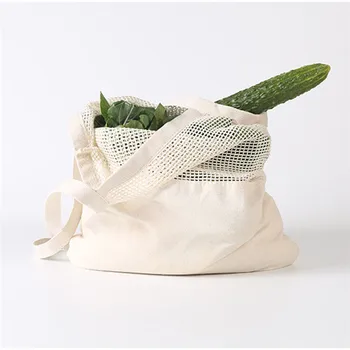 

Reusable Vegetable Fruit Grocery Storage Mesh Bag Eco-Friendly Cotton Shopping Shoulder Bags Organizer Home Kitchen Accessories
