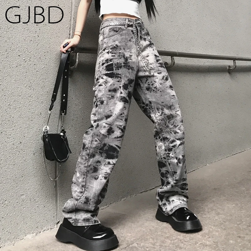 

Женские джинсы, новинка 2022, Готическая уличная одежда с завязками, Y2K, широкие брюки с высокой талией, винтажные мешковатые прямые джинсовые брюки в стиле Харадзюку