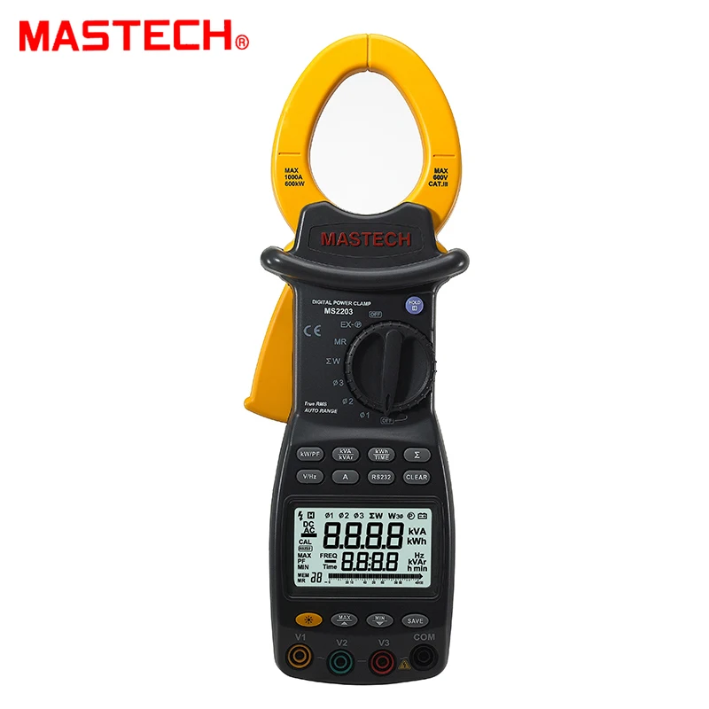 MASTECH MS2203 трехфазный интеллектуальный цифровой измеритель мощности с поддержкой RS232 с 9999 отсчетами высокой точности