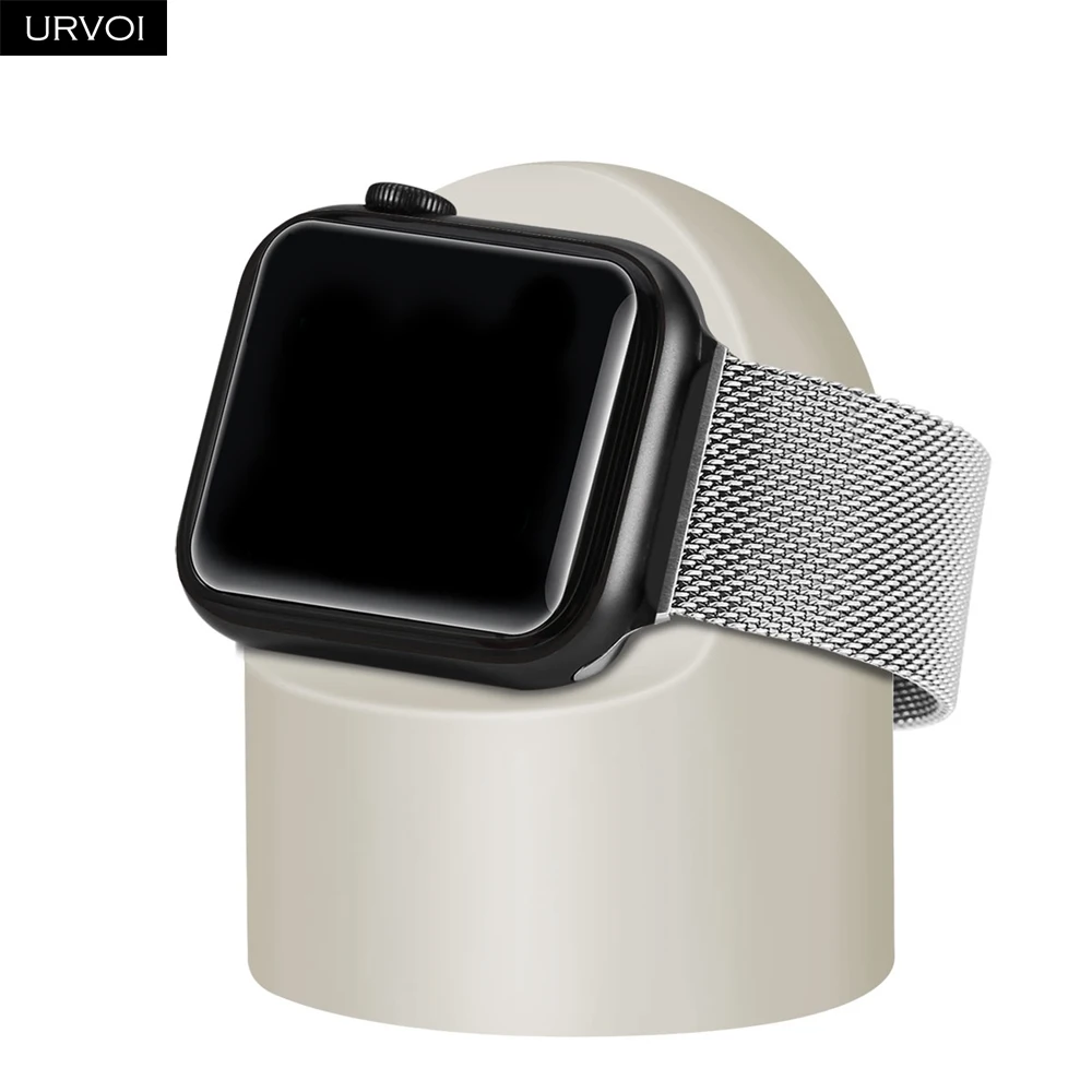 URVOI держатель для apple watch серии 54321, подставка для часов, тумбочка, силиконовая домашняя зарядная док-станция для iWatch, современный дизайн - Цвет: Vintage white