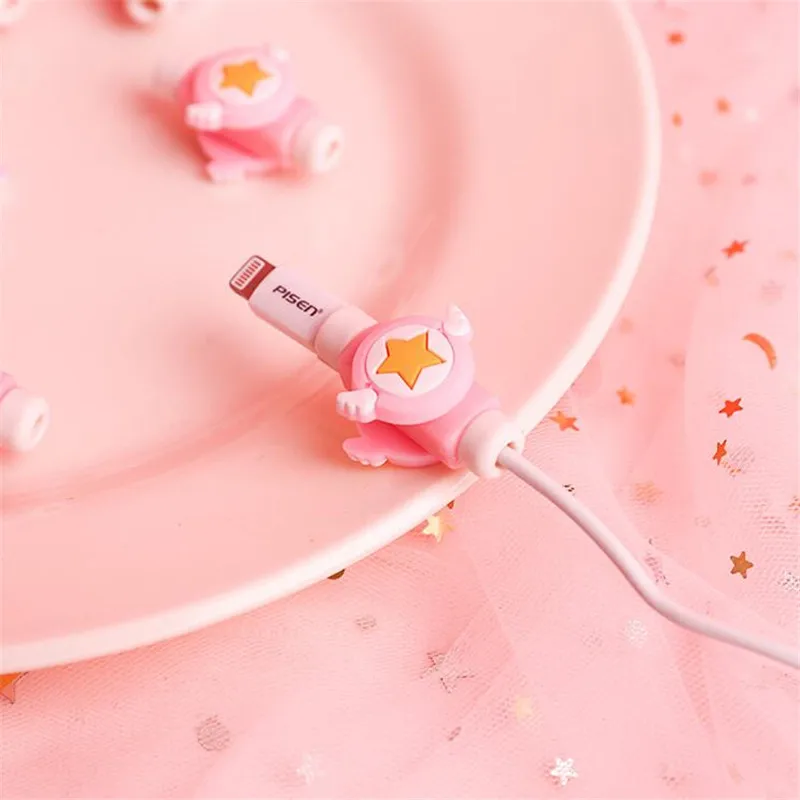 

Cartoon Anime Card Captor SAKURA Peripheral Data Line Anti-break Protection Cover Lovely Star Wings Charging Cord Protector Gift