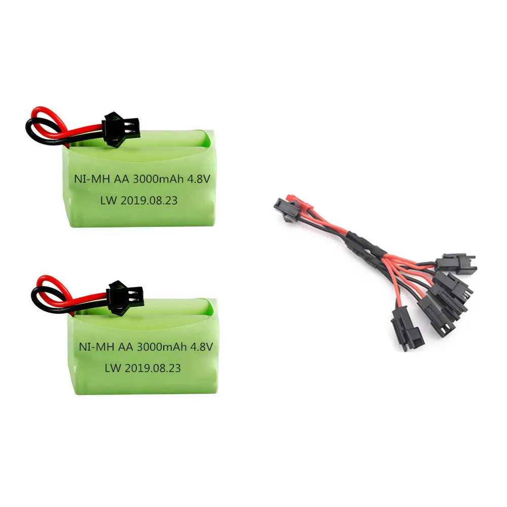 4,8 v 3000mAh аккумулятор и зарядное устройство для радиоуправляемых игрушек машинки танки роботы лодки пушки 4* AA 4,8 v 2400mah перезаряжаемый аккумулятор - Цвет: Черный