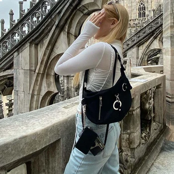 

Niche Design Armpit Bag 2020 Spring/Summer New Trendy All-match Nylon Cloth Chain Portable French Stick Bag For Women 3F84