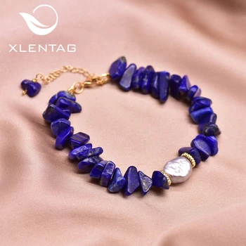 

XlentAg Natural Irregular Blue Stones Chakra Bracelet Women Girl Couple Engagement Party Gifts Luxury Fashion Jewellery GB0201B
